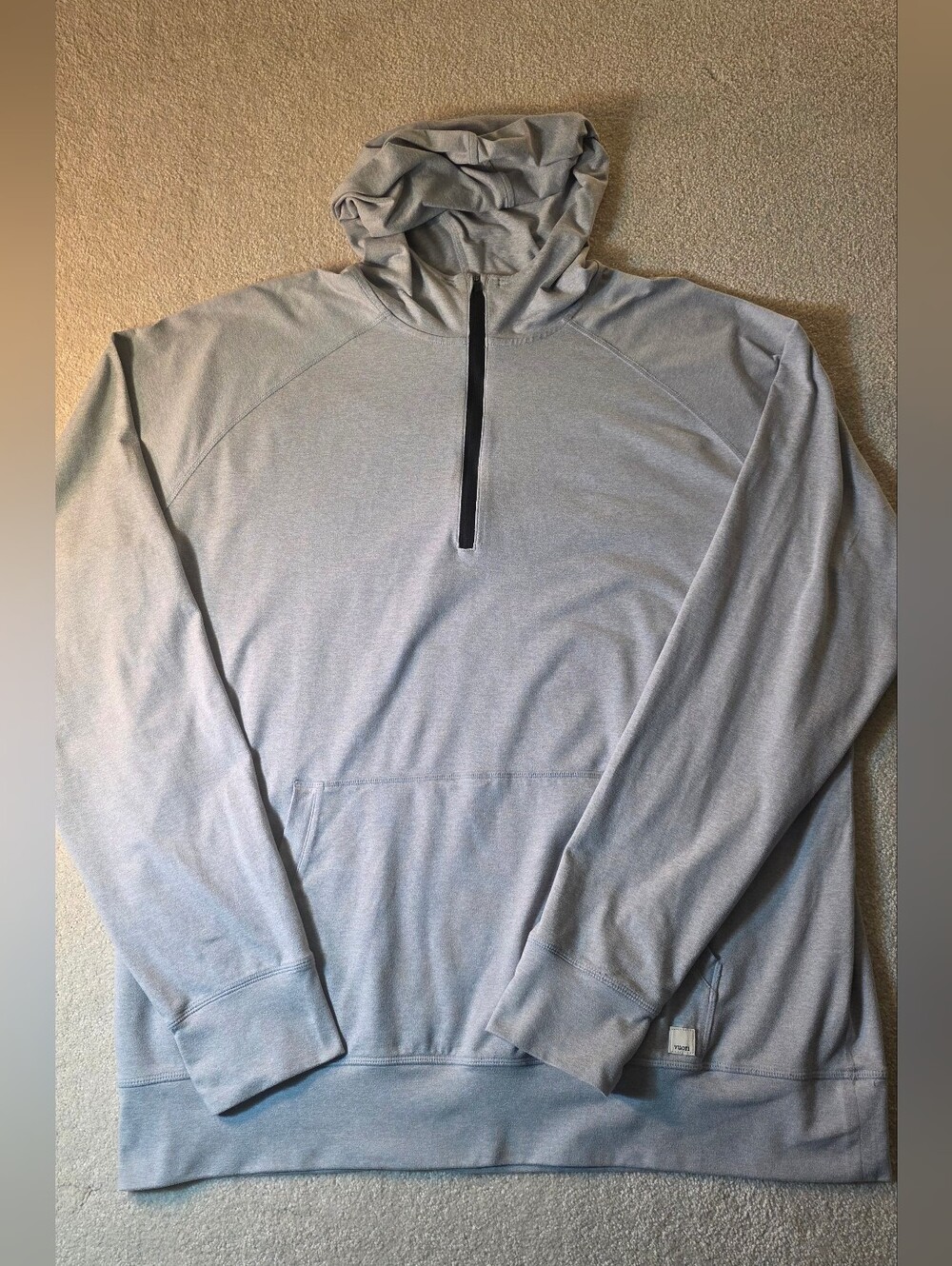 Vuori Ponto Performance Half Zip Hoodie Heathered Grey Mens XL